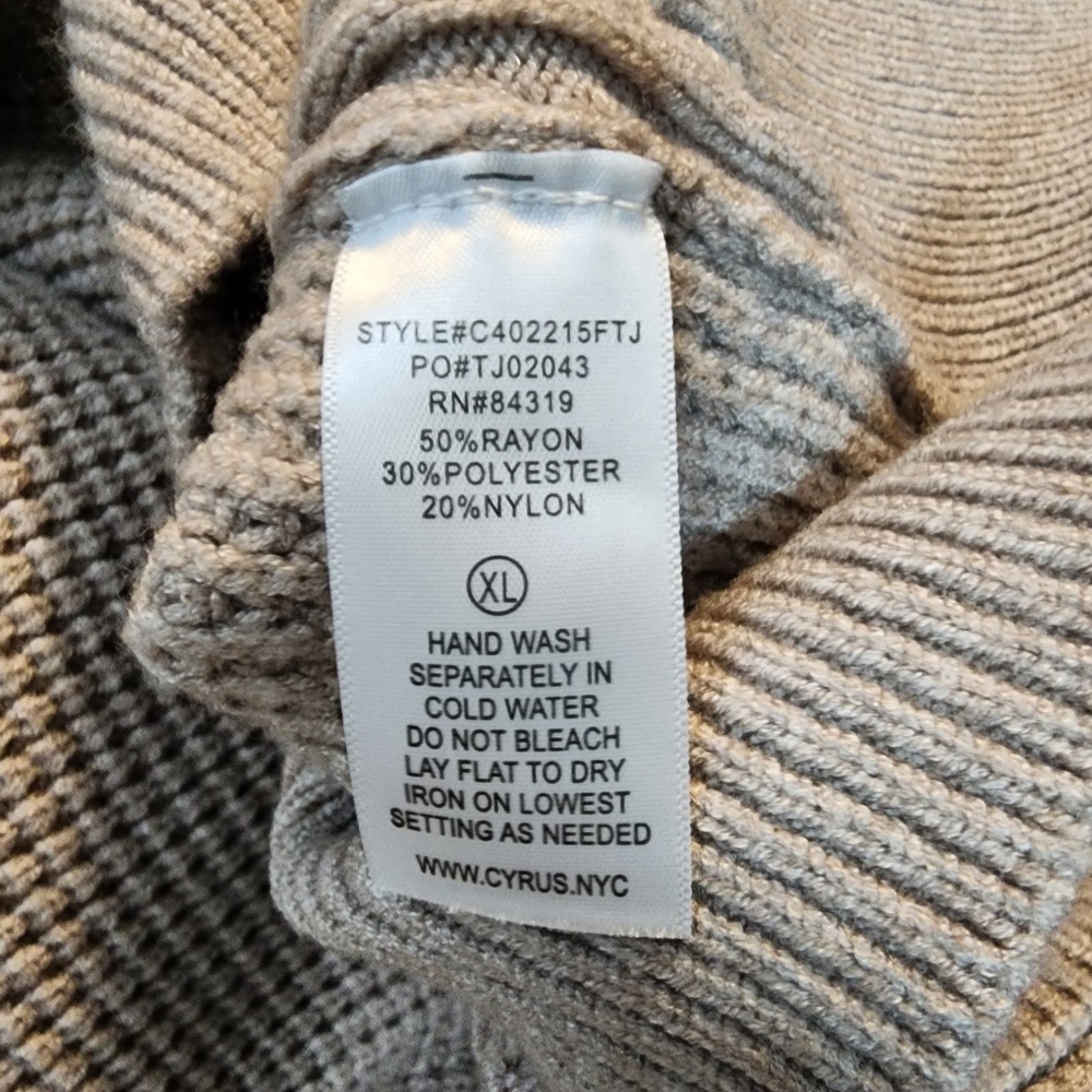New! CYRUS Size XL Beige Soft & Cozy‎ Rayon Blend Cable Knit Crew Neck Sweater - Picture 10 of 10